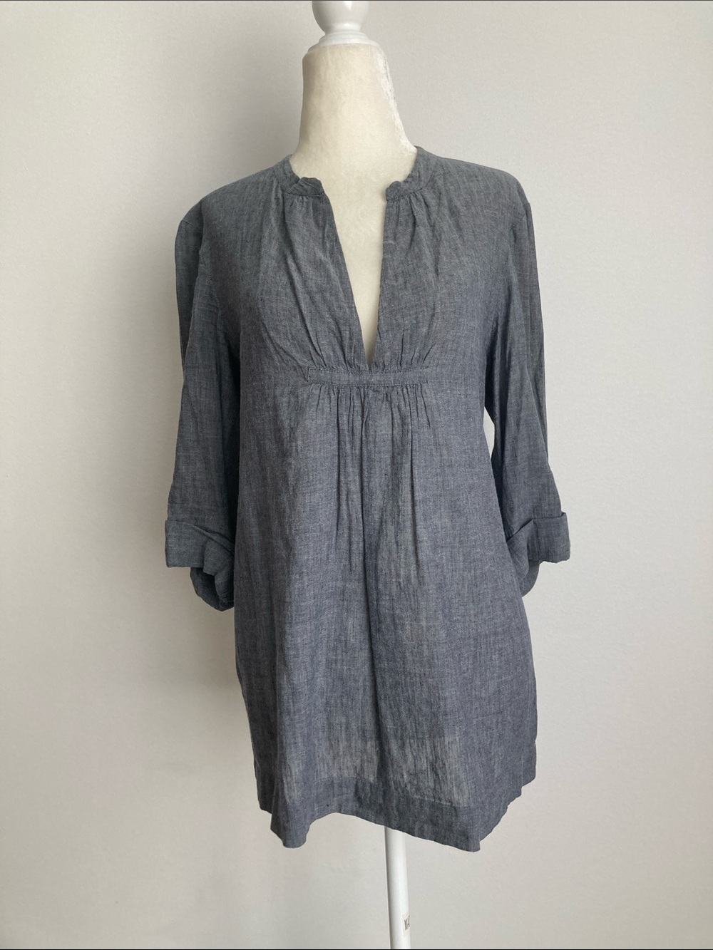 Eileen Fisher Peasant Linen Shirt w/ 3/4 Sleeve
